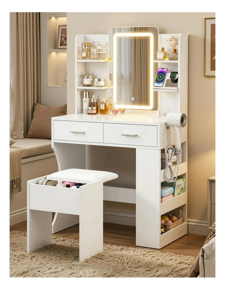 LED Vanity Dressing Table Desk Set in White image 3
