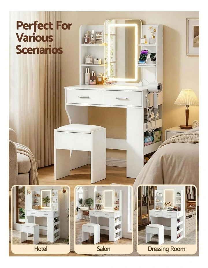 LED Vanity Dressing Table Desk Set in White image 7