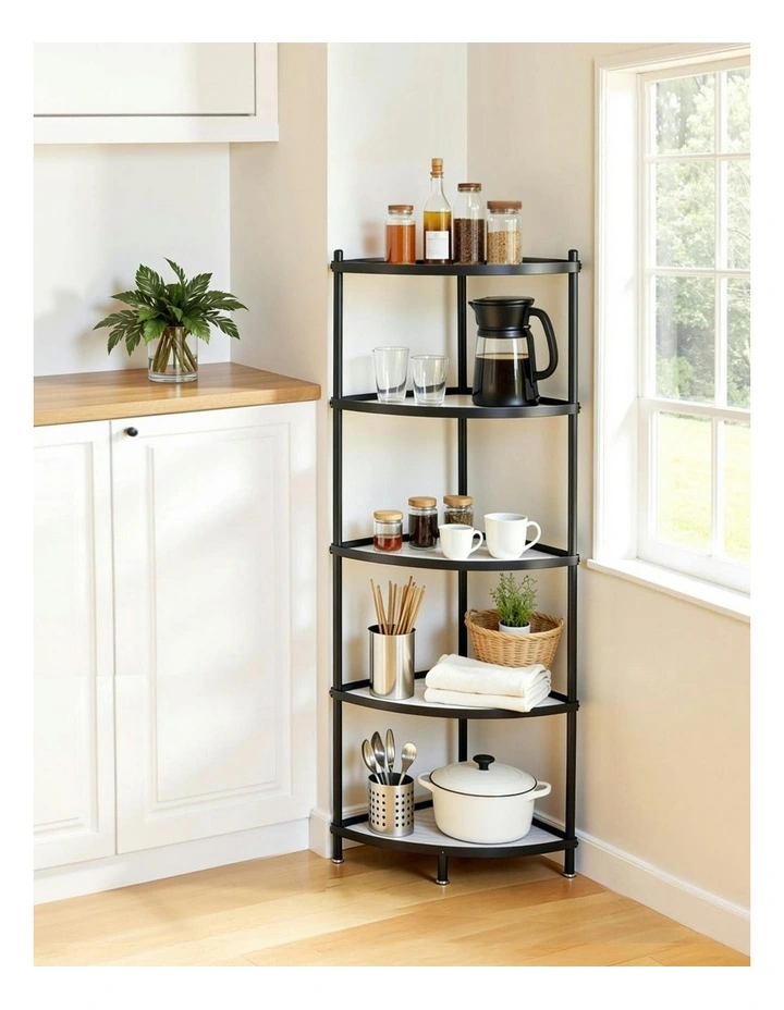 5-Tier Kitchen Corner Shelf in Black image 3