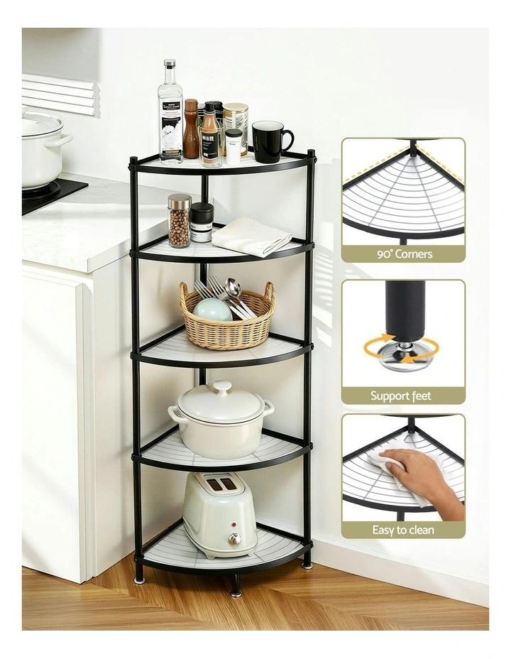 5-Tier Kitchen Corner Shelf in Black image 6