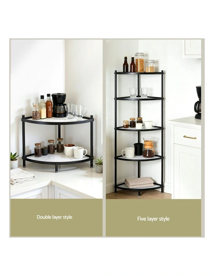 5-Tier Kitchen Corner Shelf in Black image 7