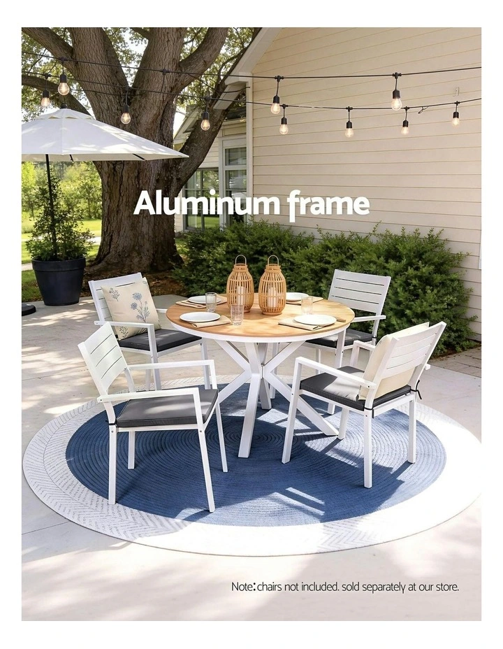 Outdoor Dining Table 108cm in White image 5