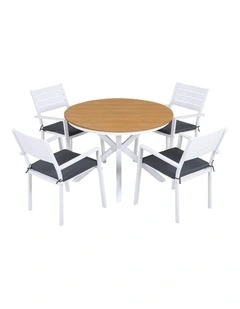 Outdoor Dining Set 5 Piece in White