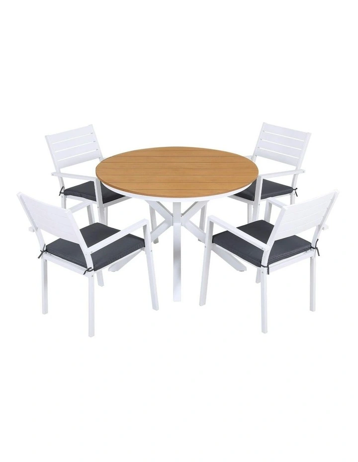 Outdoor Dining Set 5 Piece in White image 1