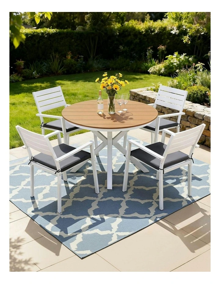 Outdoor Dining Set 5 Piece in White image 3