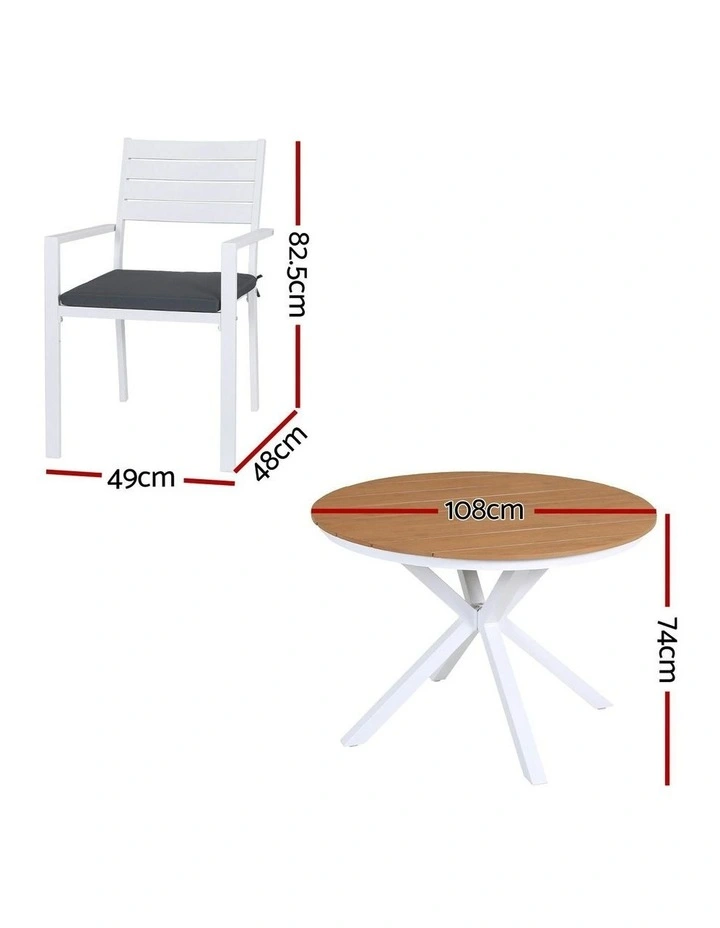 Outdoor Dining Set 5 Piece in White image 4