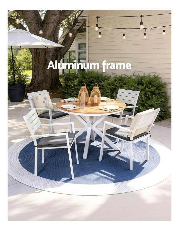 Outdoor Dining Set 5 Piece in White image 5