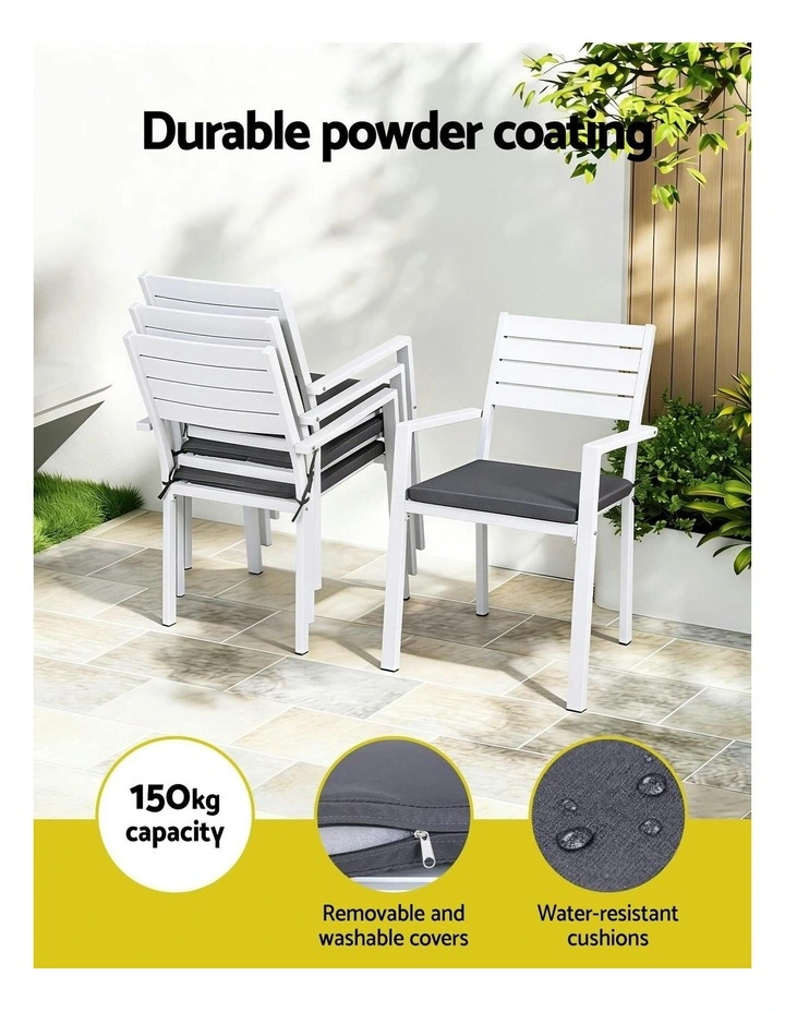 Outdoor Dining Set 5 Piece in White image 6