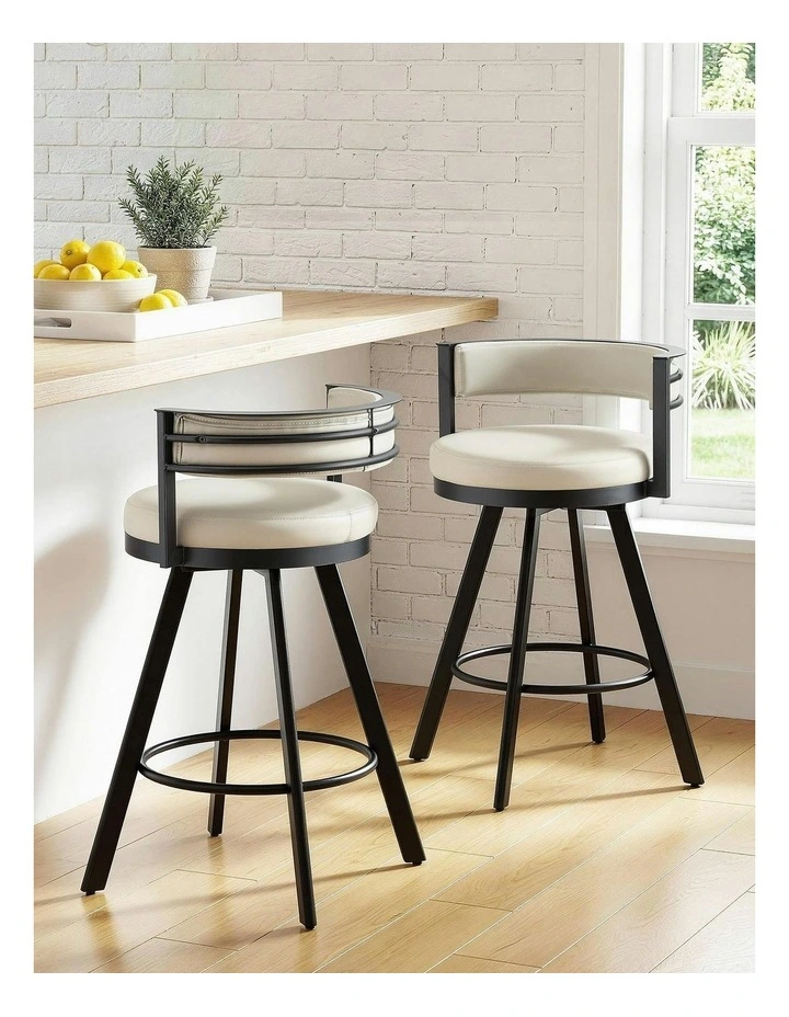 Swivel Bar Stools Set of 2 in Beige image 3