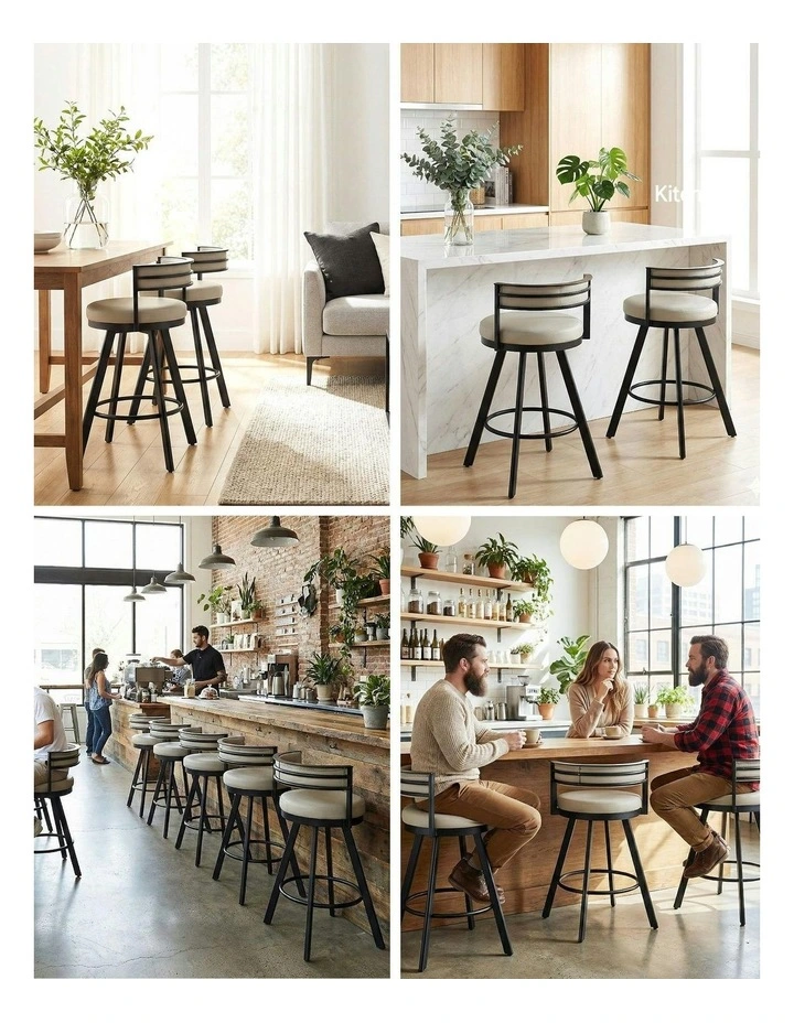 Swivel Bar Stools Set of 2 in Beige image 6