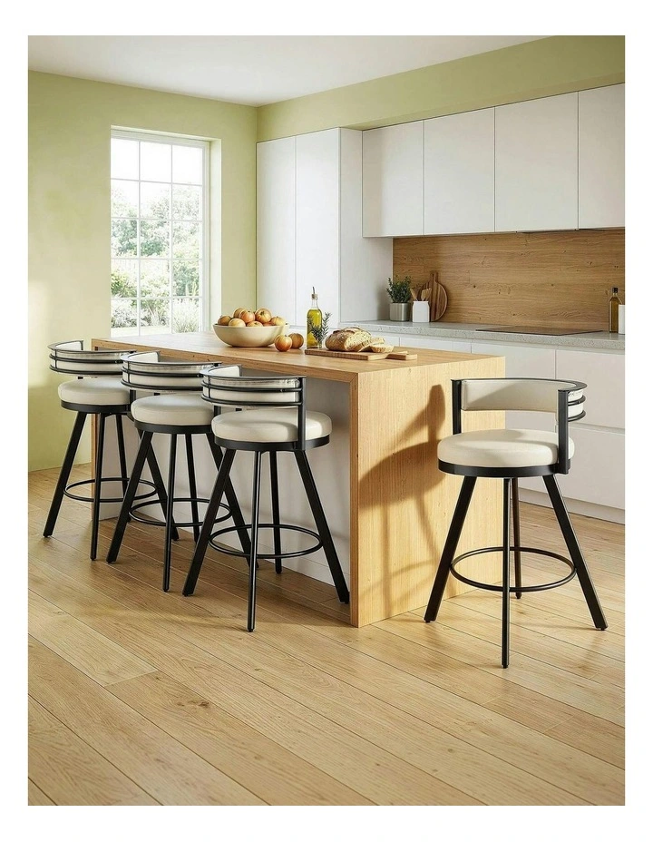 Swivel Bar Stools Set of 4 in Beige image 3