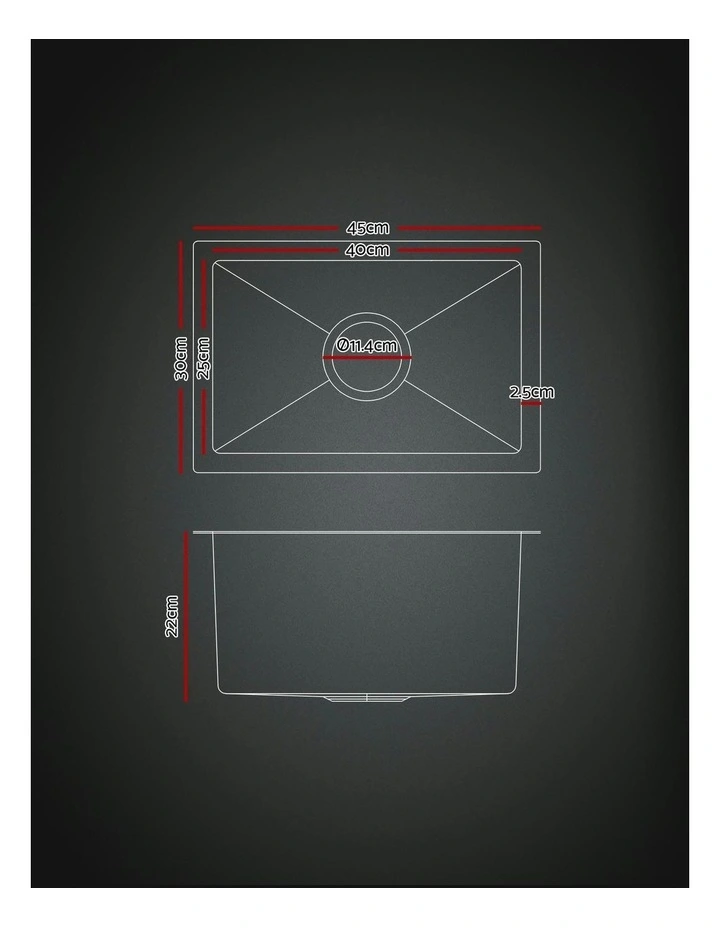 Stainless Steel Kitchen Sink 30x45cm in Black image 4