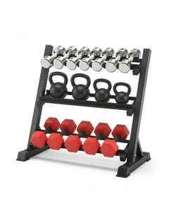 Dumbbell Rack 3-Tier Heavy Duty Weight Storage in Black