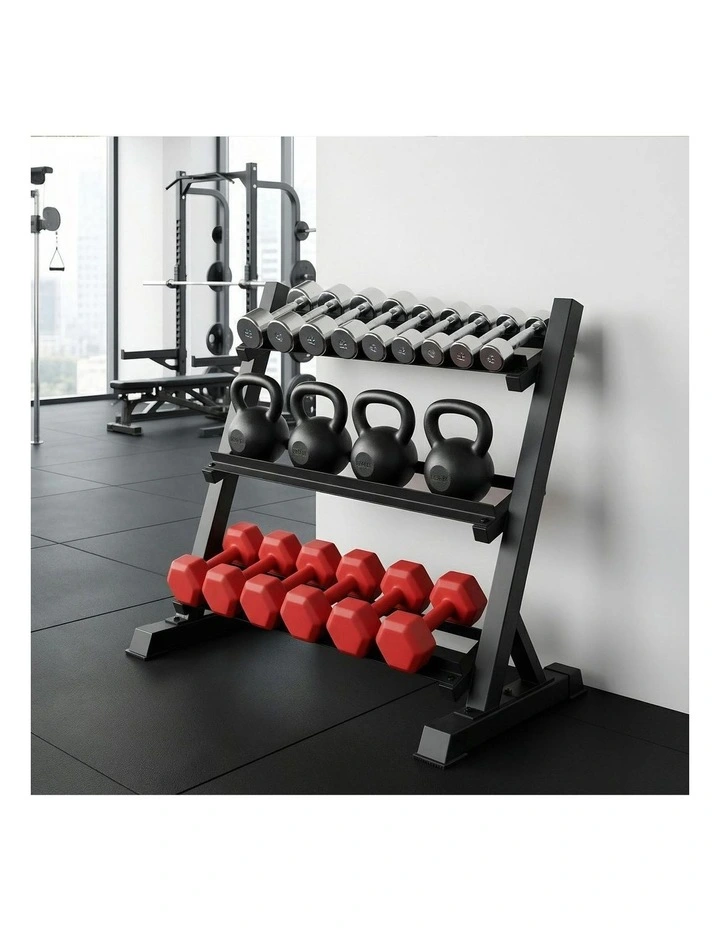 Dumbbell Rack 3-Tier Heavy Duty Weight Storage in Black image 3