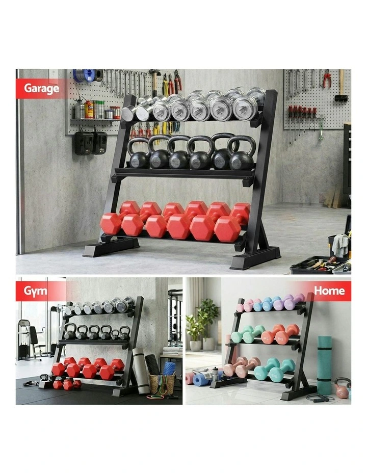 Dumbbell Rack 3-Tier Heavy Duty Weight Storage in Black image 7