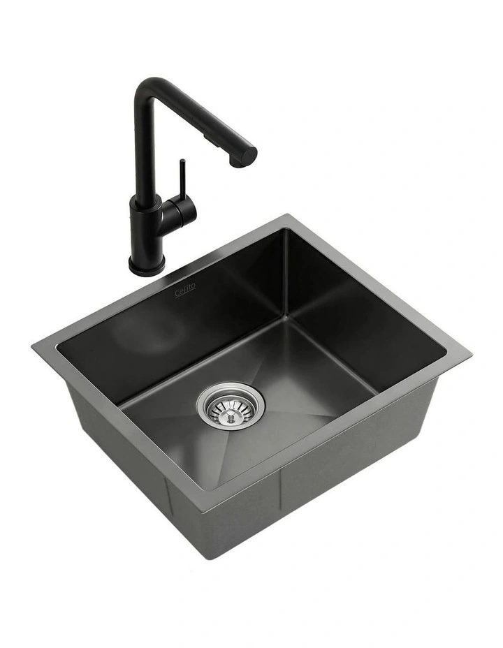 Stainless Steel Kitchen Sink 44x44cm in Black image 1