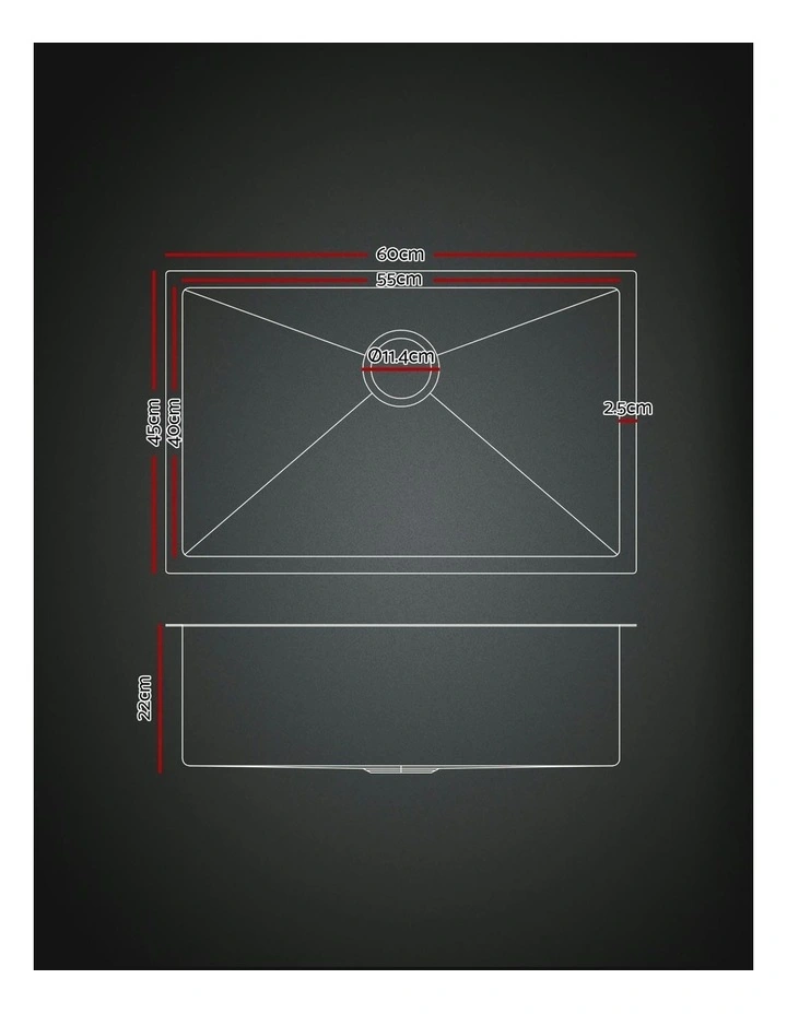 Stainless Steel Kitchen Sink 60x45Cm in Black image 4