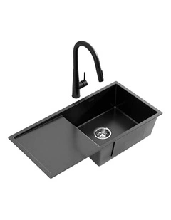 Stainless Steel Kitchen Sink 75x45 Cm in Black
