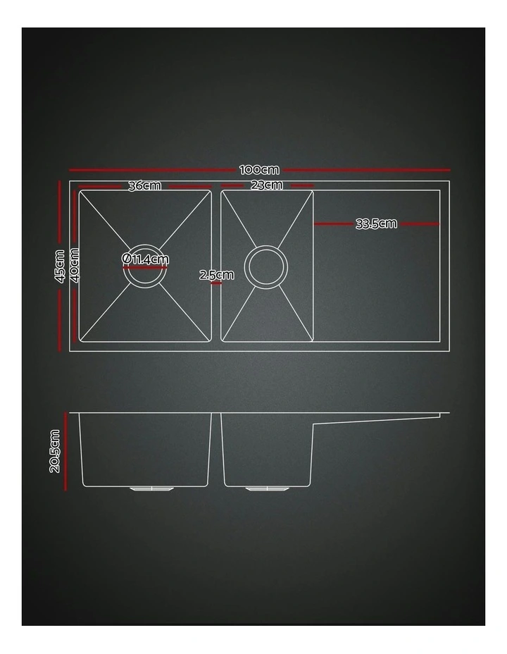 Stainless Steel Kitchen Sink 75x45 Cm in Black image 4