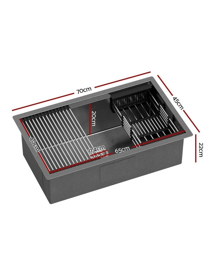 Stainless Steel Sink 70x45cm in Black image 4