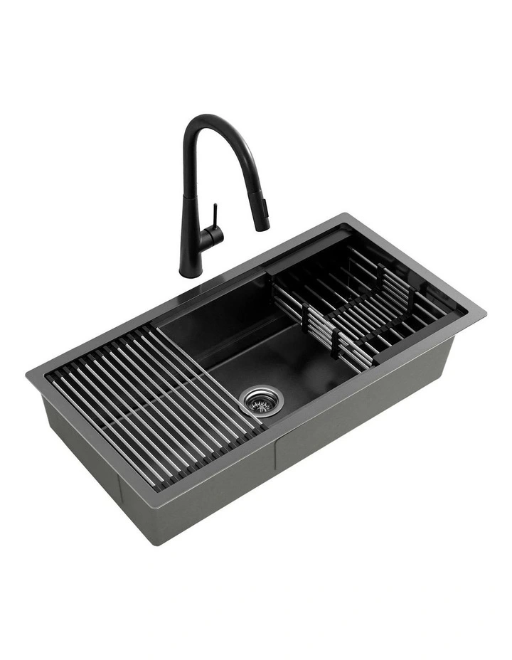 Stainless Steel Sink 81x45cm in Black image 1