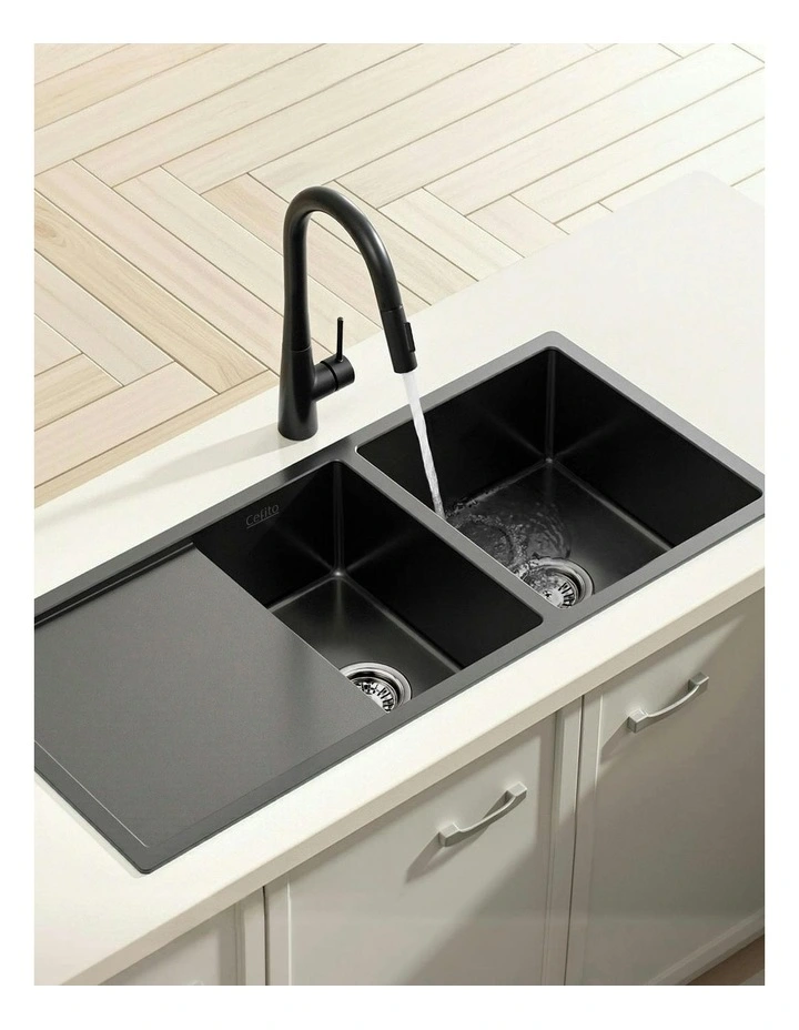Stainless Steel Sink 100x45 Cm With in Black image 3
