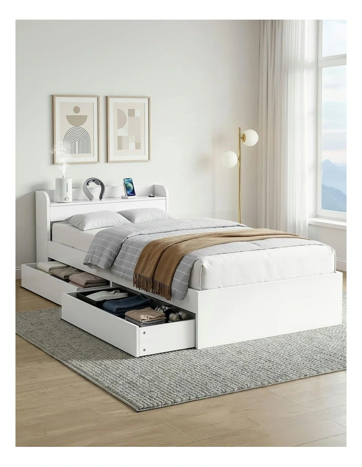 Bed Frame Single Size in White image 3