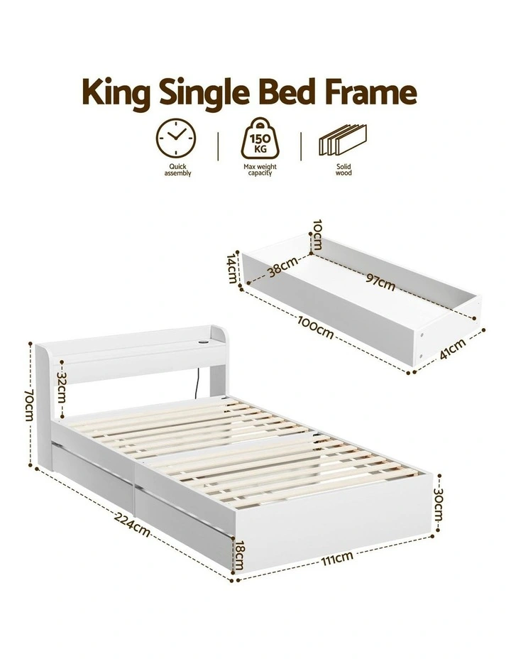 Bed Frame Single Size in White image 4