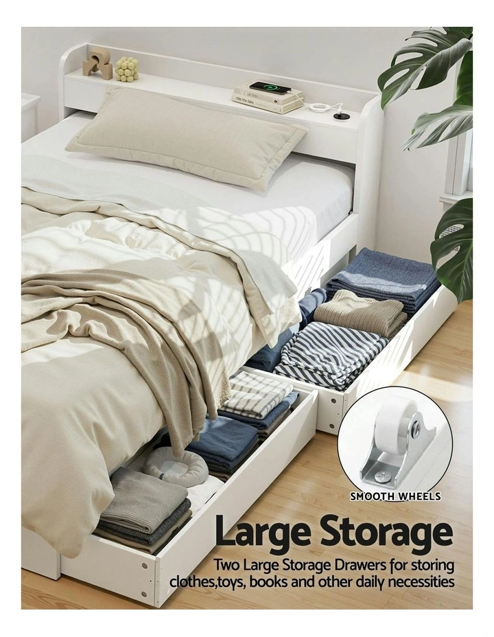 Bed Frame Single Size in White image 6