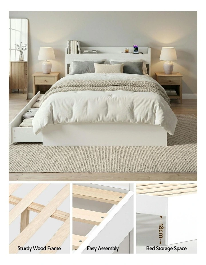 Bed Frame Single Size in White image 7