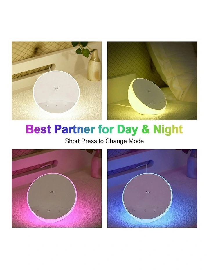 Bedside Lamp with Wireless Charger And Phone Holder Touch in White image 6