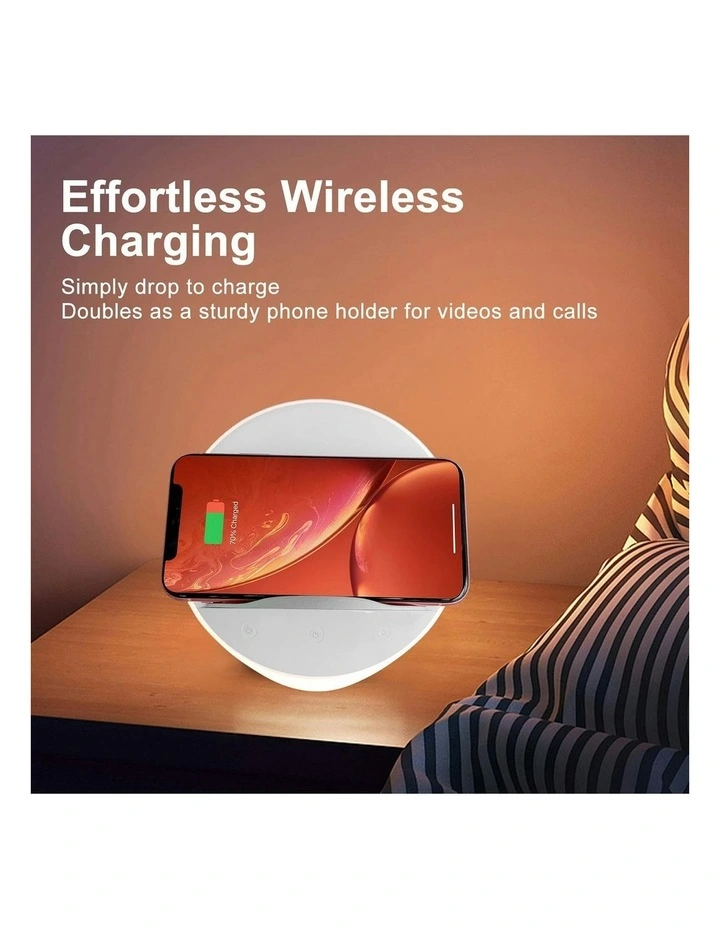 Bedside Lamp with Wireless Charger And Phone Holder Touch in White image 7