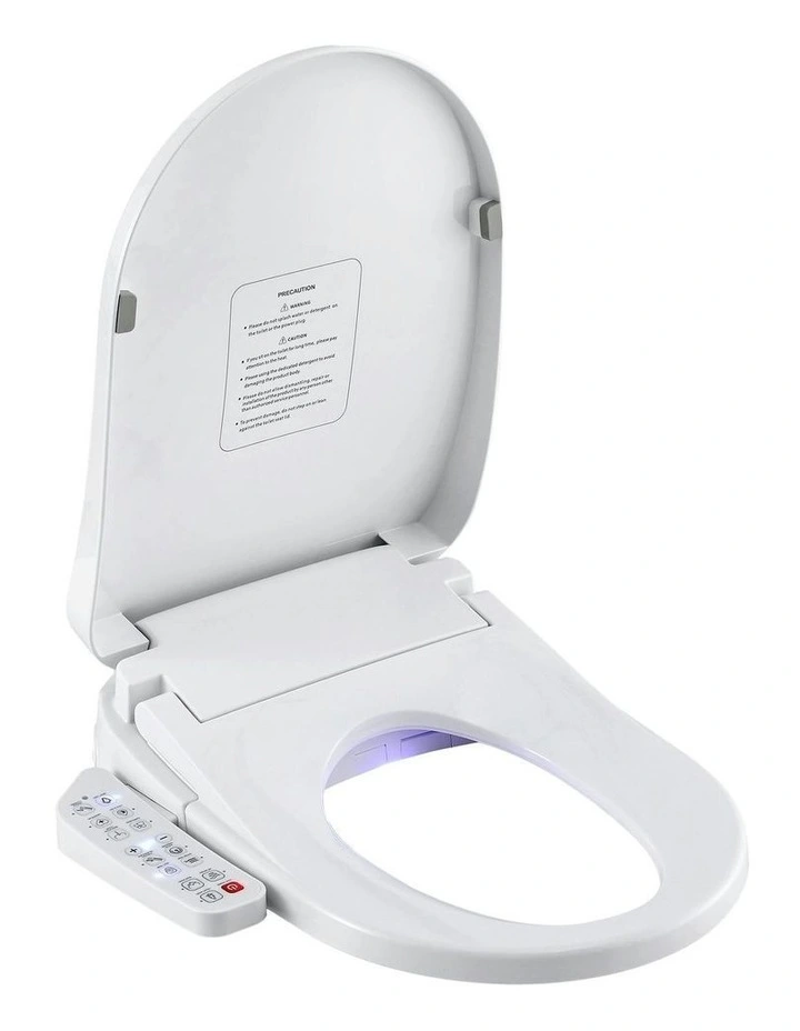 Cover Heated Warm Water Dryer LED Night Light Electric Bidet Toilet Seat in White image 1