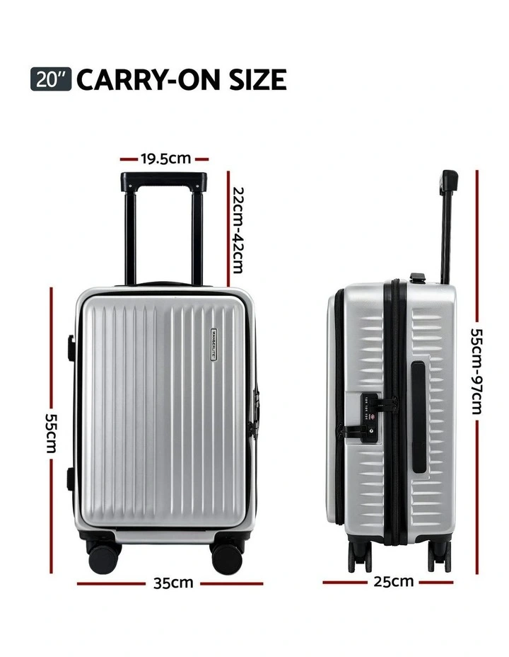 20 Carry-On Front Pocket Luggage  in Silver image 4