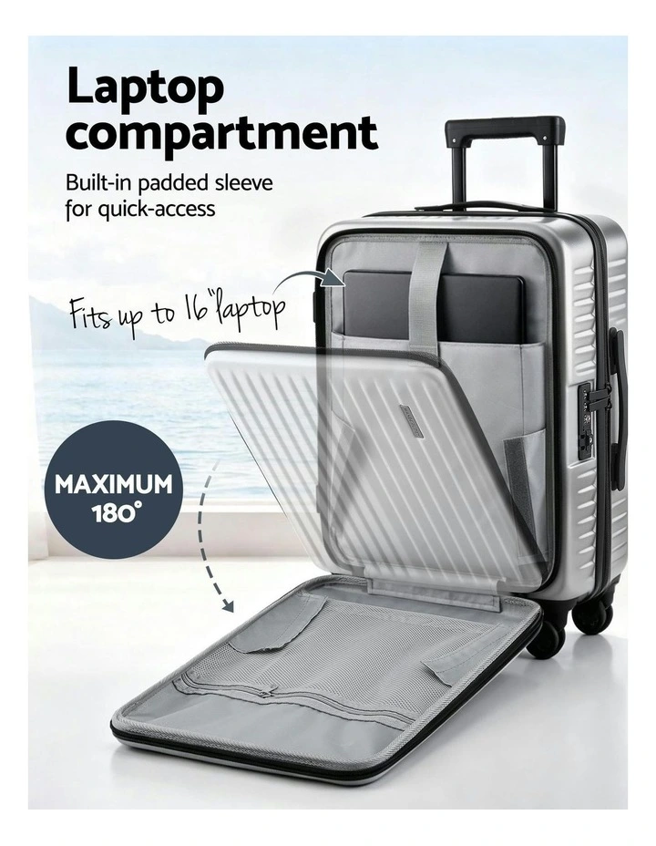 20 Carry-On Front Pocket Luggage  in Silver image 5