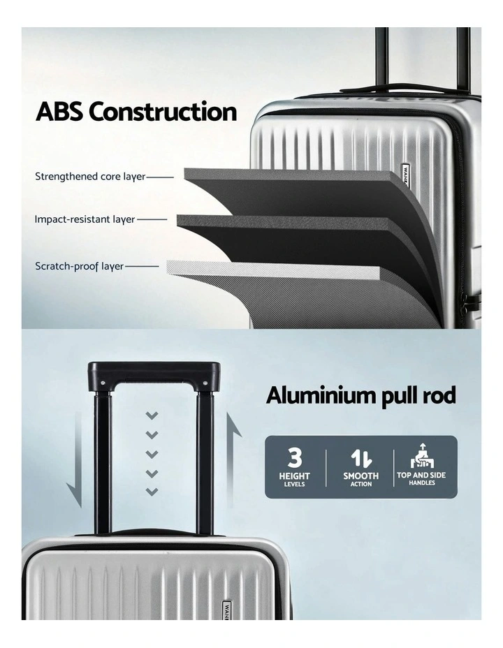 20 Carry-On Front Pocket Luggage  in Silver image 7