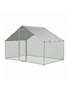 Chicken Coop Rabbit Hutch Outdoor Run Walk in Hen Cage Ferret House 3x2x2m in Silver