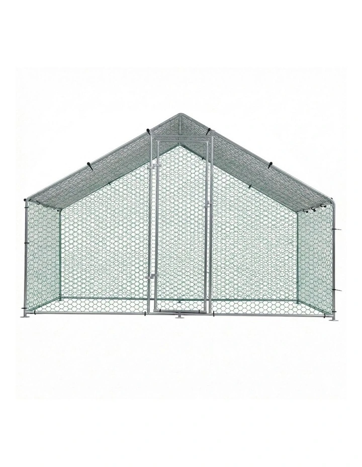 Chicken Coop Rabbit Hutch Outdoor Run Walk in Hen Cage Ferret House 3x2x2m in Silver image 2