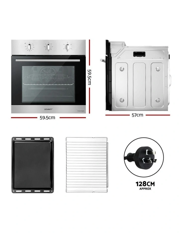 Stainless Steel Electric Built In Wall Oven 70L in Silver image 4