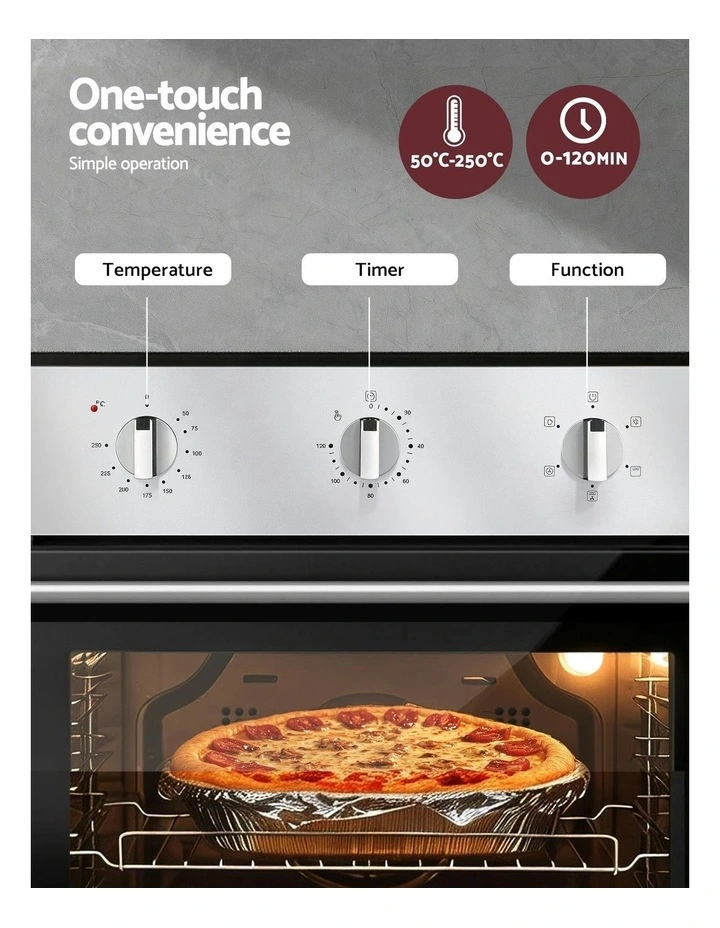 Stainless Steel Electric Built In Wall Oven 70L in Silver image 7