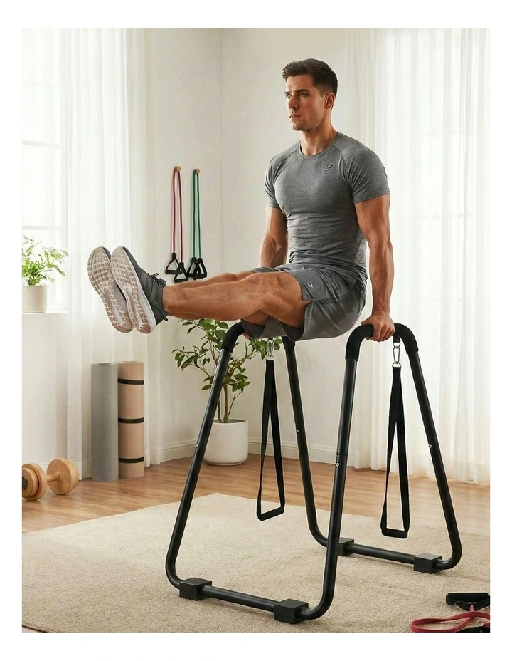 Dip Station Parallel Bars Heavy Duty Home Gym Stand Calisthenics in Black image 5