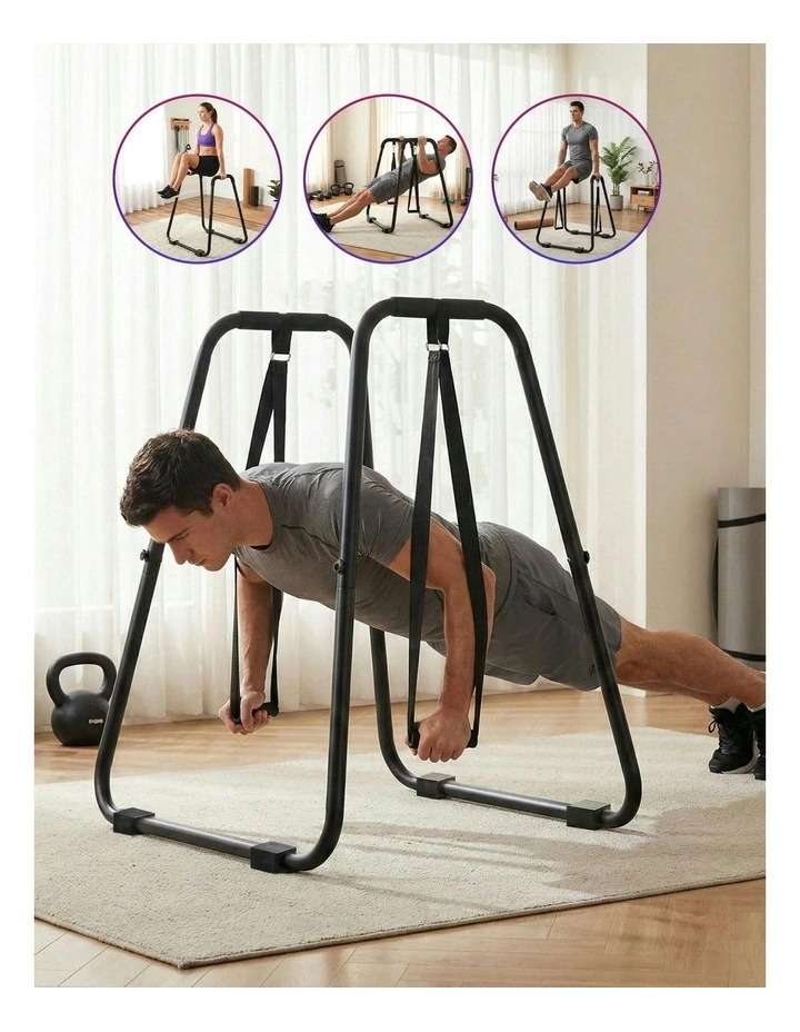 Dip Station Parallel Bars Heavy Duty Home Gym Stand Calisthenics in Black image 6