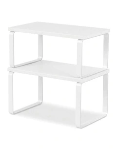 Kitchen Storage Shelves Rack Cupboard Cabinet Organiser Set of 2 in White