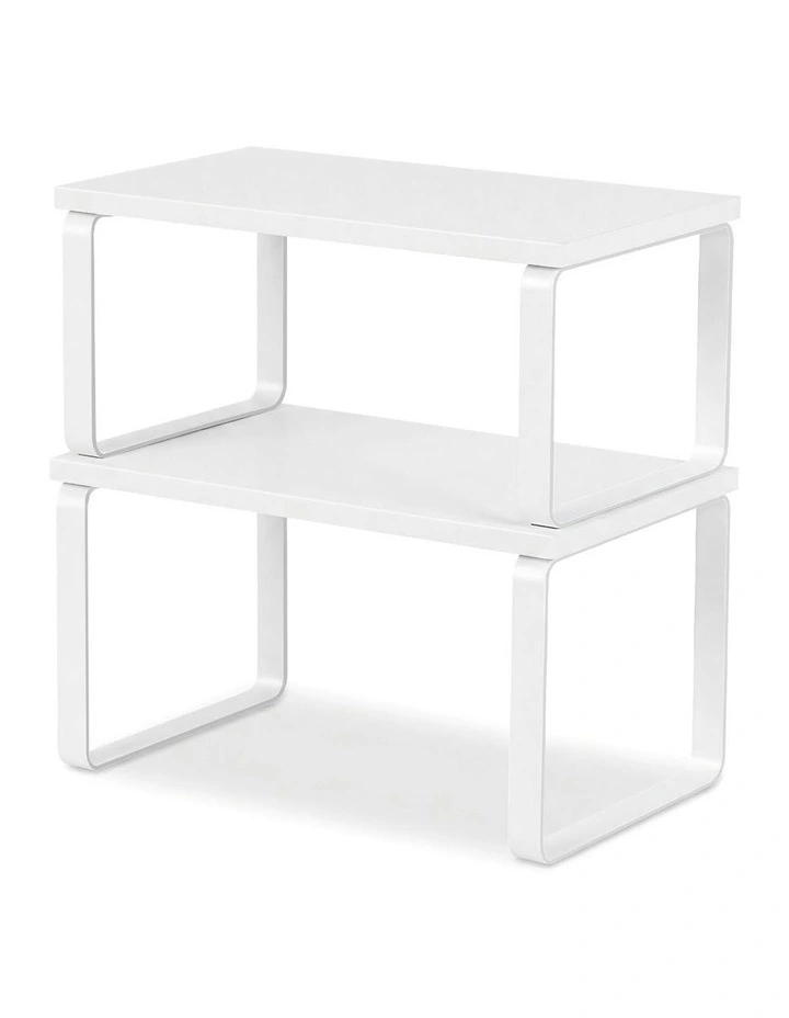 Kitchen Storage Shelves Rack Cupboard Cabinet Organiser Set of 2 in White image 1