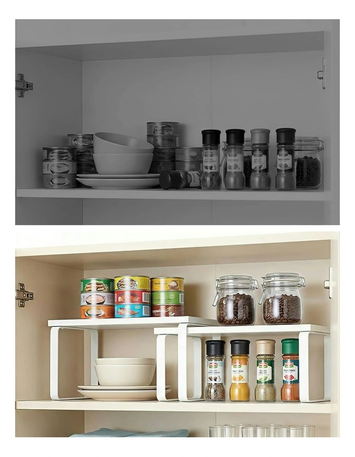 Kitchen Storage Shelves Rack Cupboard Cabinet Organiser Set of 2 in White image 7