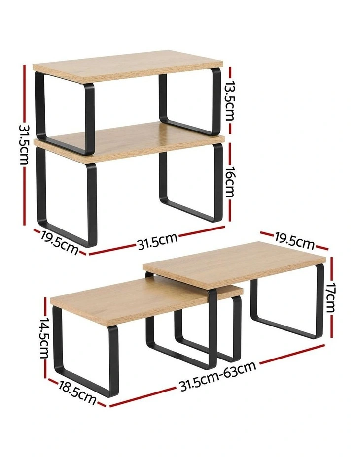 Kitchen Storage Shelves Rack Cupboard Cabinet Organiser Set of 2 in Black image 4