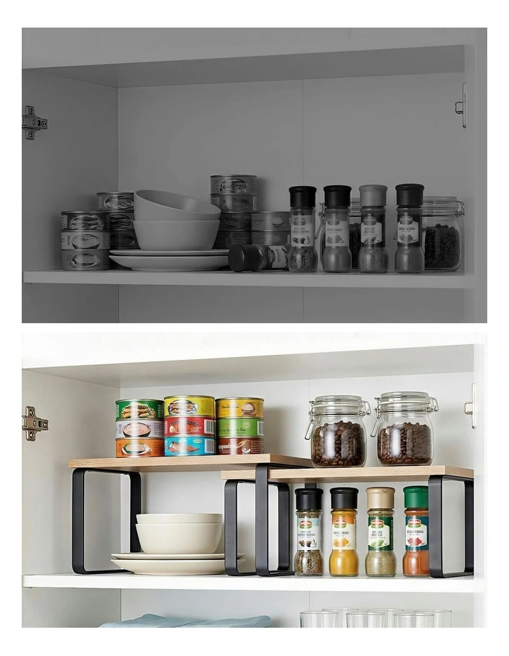 Kitchen Storage Shelves Rack Cupboard Cabinet Organiser Set of 2 in Black image 7