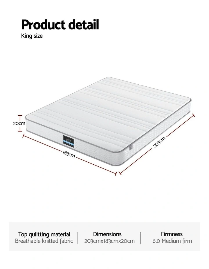 King Mattress 20Cm in White image 4