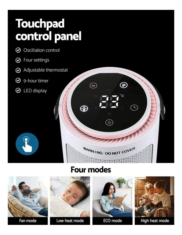 Ceramic Tower Heater Space Heaters Oscillating Indoor 2000W in White image 6