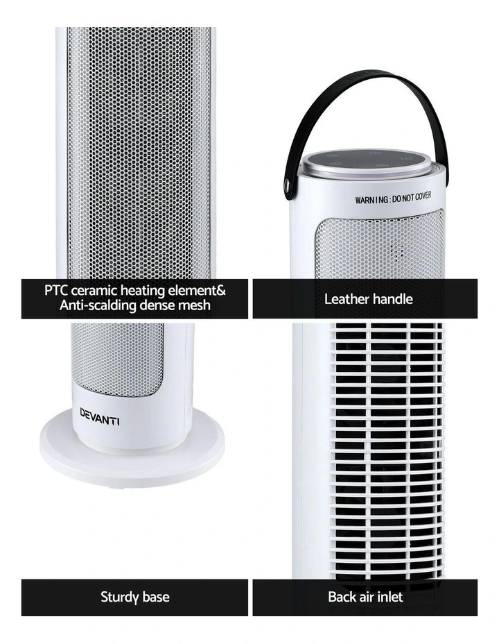 Ceramic Tower Heater Space Heaters Oscillating Indoor 2000W in White image 7